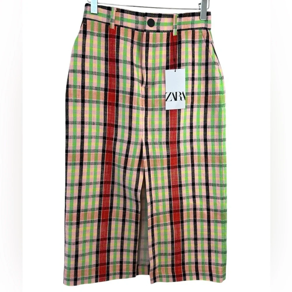 Zara Multicolor Plaid Midi Skirt medium - Picture 5 of 11